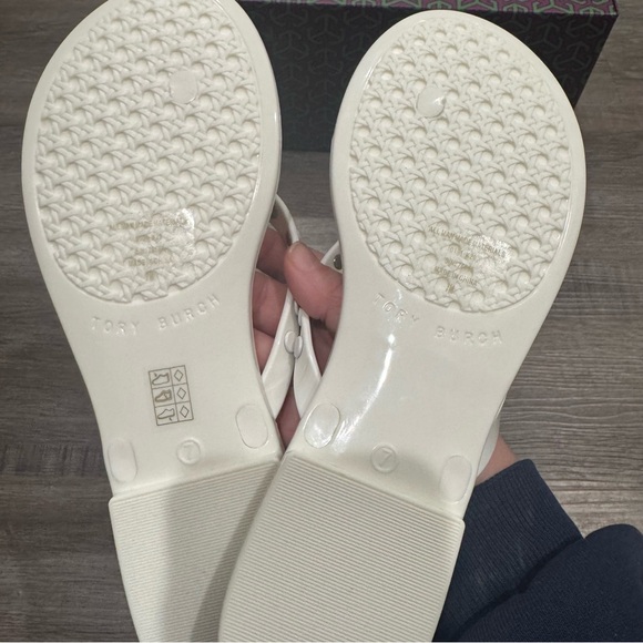 Tory Burch Studded Logo Jelly New Ivory Thong Flip Flop Sandals - Picture 6 of 8